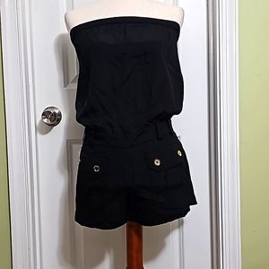 EXPRESS gold button black strapless romper size 2